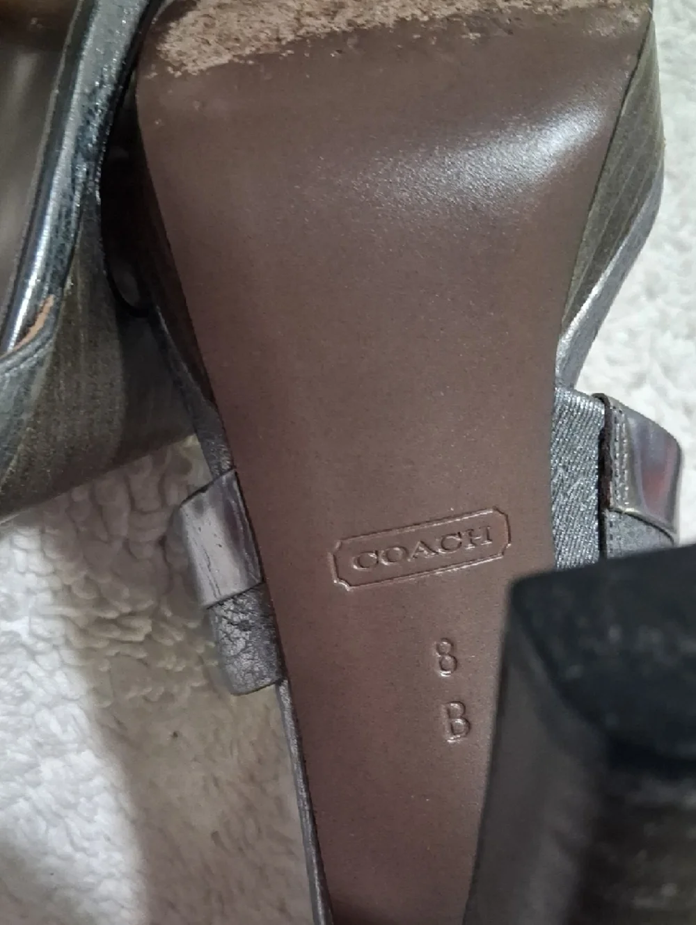 Coach Silver Metallic Strappy High Heel Sandals